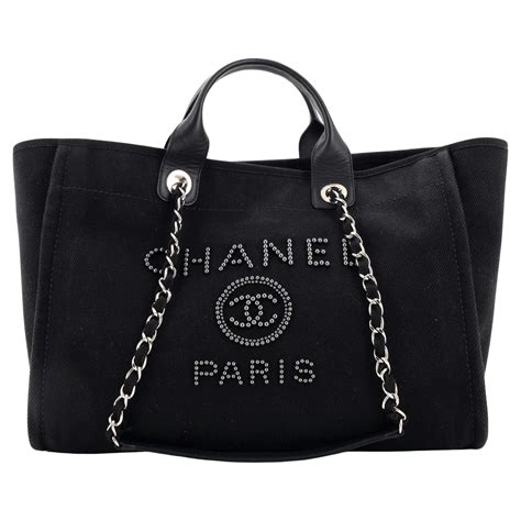 chanel canvas pearl tote